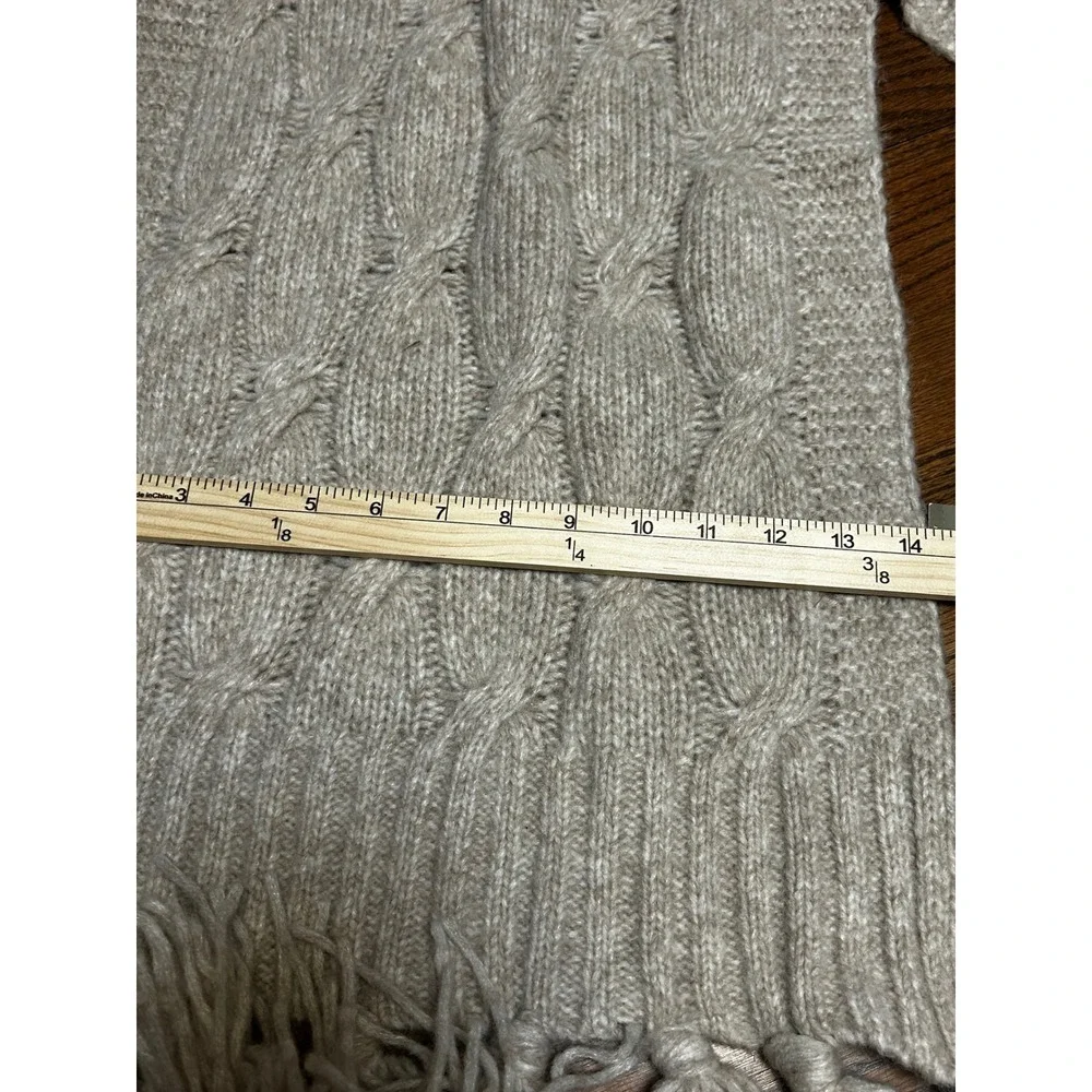 J.Crew Cable Knit Scarf Oatmeal Beige Wool Blend Tassel Fringe BD053 HO21 NEW